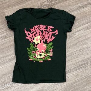 Pikmin—Nature is Healing Graphic T-Shirt - DarkGreen with Pink Design